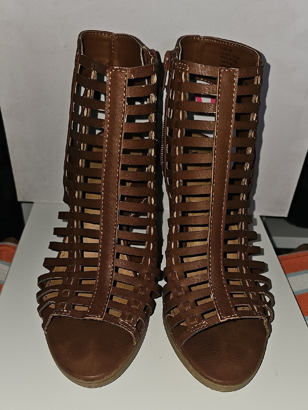 Women's Brown Strappy Gladiator Heeled Sandals